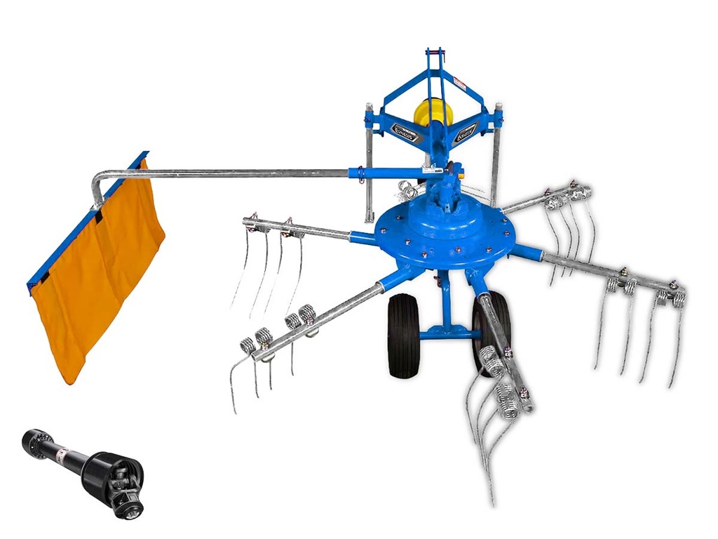 [10000957] Culegător de iarbă de tip elicopter, proiectat pentru deschidere, amestecare și colectare a ierbii înainte de presare.
