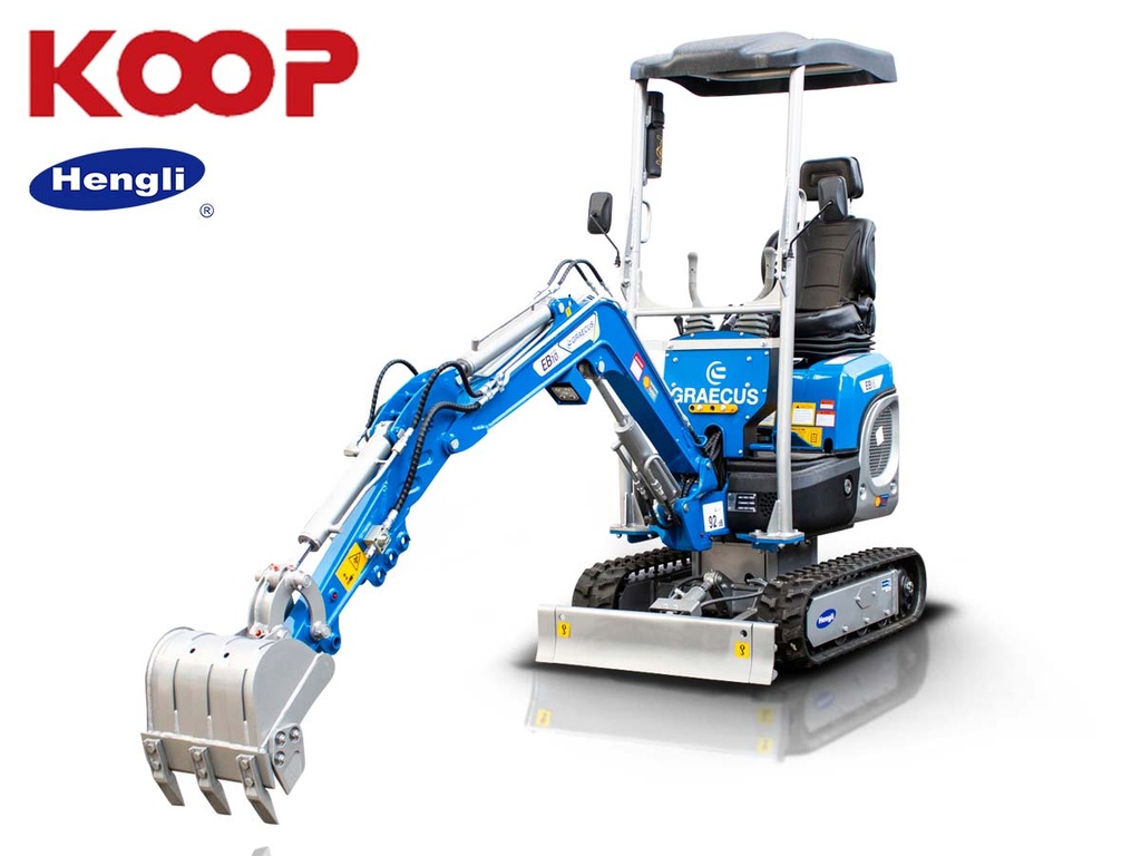 [10000407] Excavator mic pe șenile 1T, Diesel, cu rotație braț, șenile pliabile și linie ciocan EB10-XL