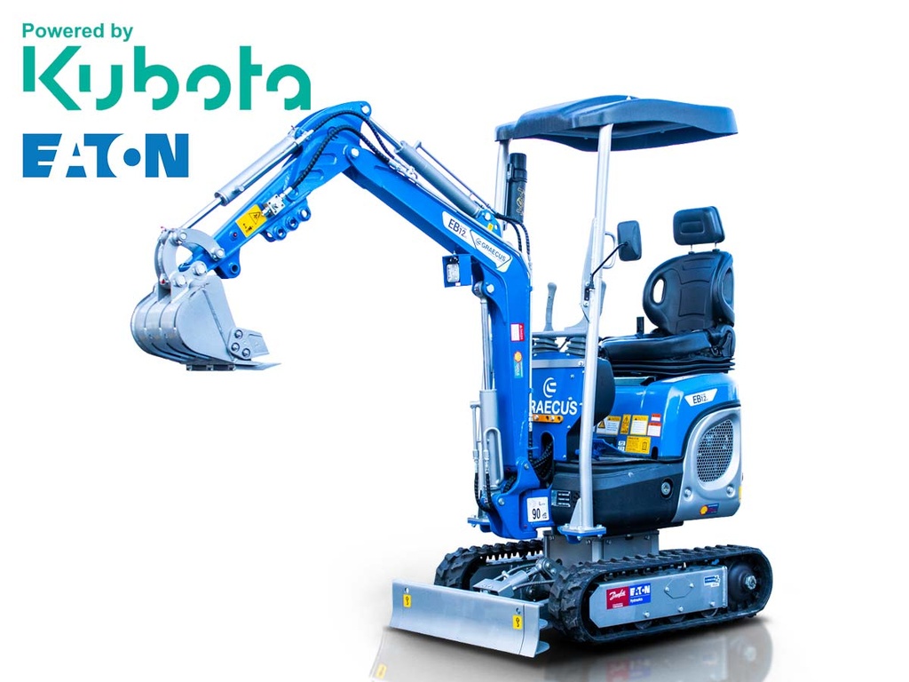 [10000410] Excavator mic pe șenile 1.2T, Diesel Kubota, cu rotație braț, șenile pliabile și linie ciocan EB12-XL