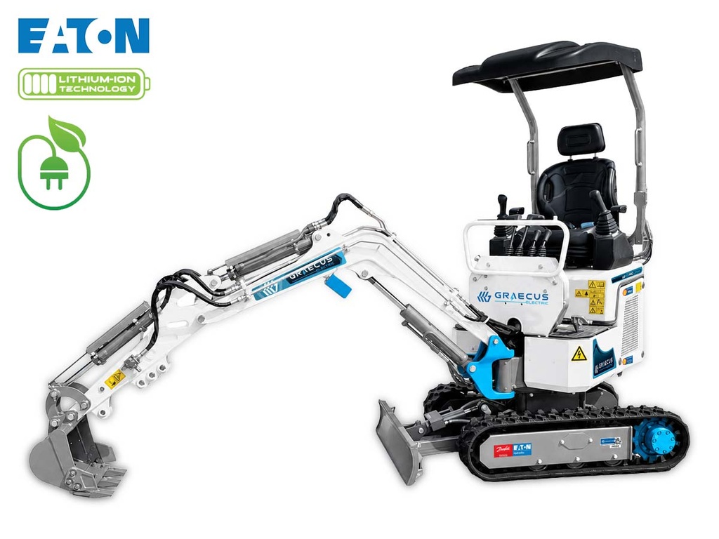 [10000858] Miniexcavator electric pe șenile 1.2T cu baterie litiu 72V, cu rotație braț, șenile pliabile, manete laterale de comandă și linie de ciocan