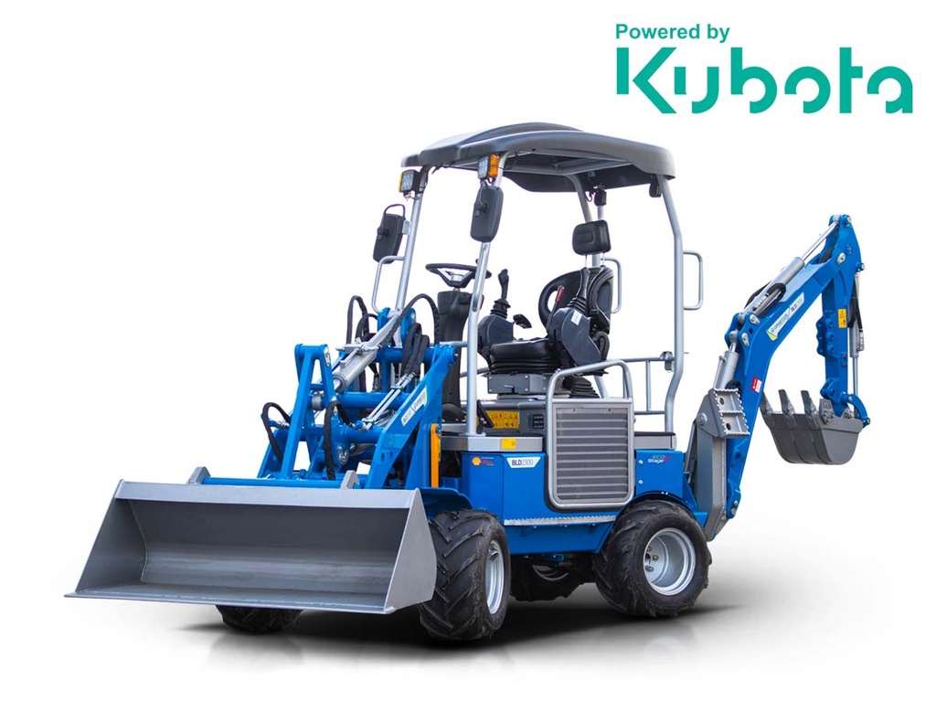 [10000659] Mini încărcător articulat pe roți cu excavator 4×4 4WD | Poziție operator rotativă 180° cu joystick-uri integrate | Kubota | BLD2300
