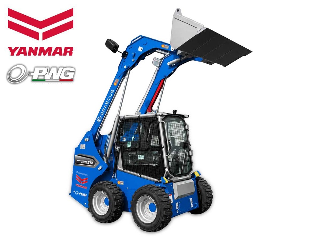 [10000983] Microbul de tip Bobcat, cu capacitate de încărcare de 1160 kg, cabină cu aer condiționat, debit ridicat de 137 L/min, sistem hidraulic italian PWG și motor Yanmar de 70 CP.