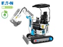 Excavator electric compact 1.3T cu baterie litiu 72V, Hi Lo, pompă de injecție silențioasă, șasiu lung, rotire a brațului, șenile retractabile, manete laterale de control și linie de ciocan.
