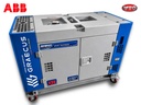 Generator diesel silențios 7.1 kW cu DAVR, ieșire simultană monofazată și trifazată, pornire electrică, mufă ATS, prize Schuko, CEE și carcasă fonoizolantă