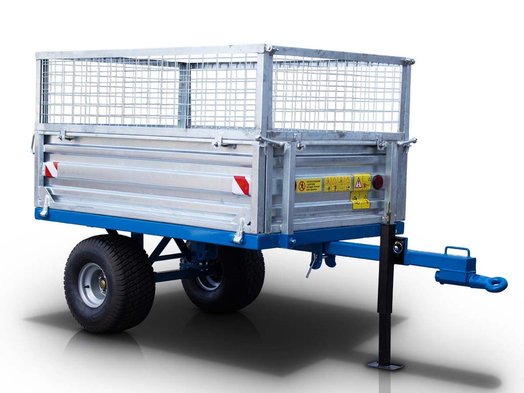 [10000321] Remorcă pentru tractor cu sistem mecanic de răsturnare, capacitate 1000 kg, pară galvanizată MT1000-M