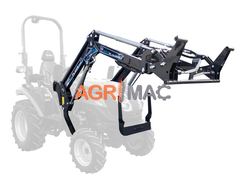 [10000906] Încărcător FL403 Pro cu aliniere automată a cupelori, capacitate de ridicare 400 kg, înălțime de ridicare 2000 mm, cuplaj rapid Eurohitch.